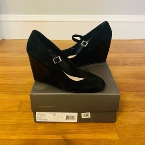 Vince Camuto Magie Black Suede Wedge Mary Jane